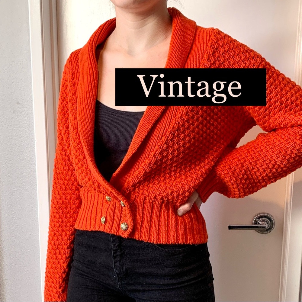 Vintage Chunky Orange Sweater /Cardigan